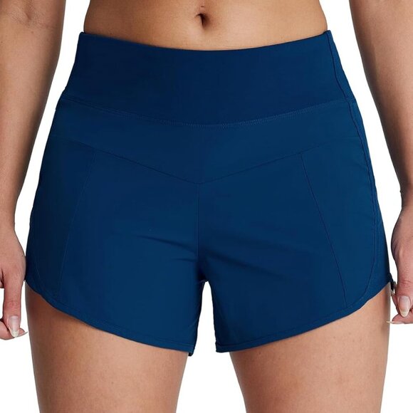 Lake Blue Women's Athletic Shorts X-small Elastic Breathable Zipper Pockets